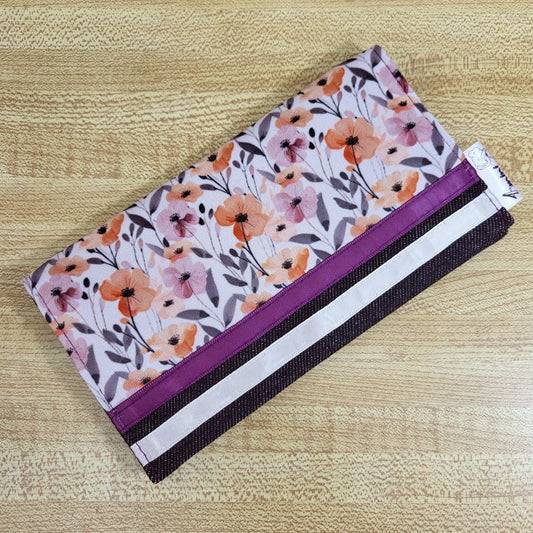 Fleurs orangé et mauve - Protège carnet