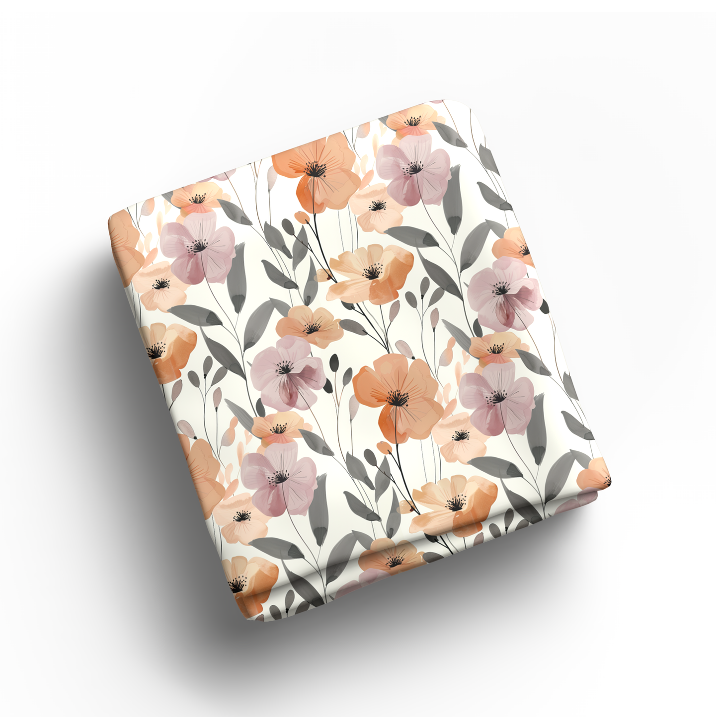 Fleurs orangé et mauve - Mousseline