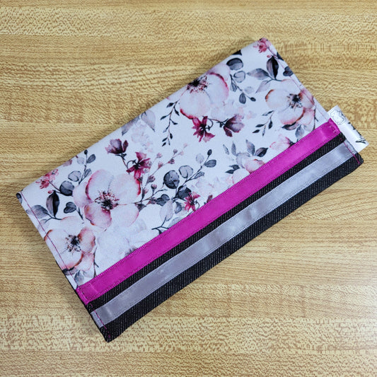 Floral gris rose - Protège carnet