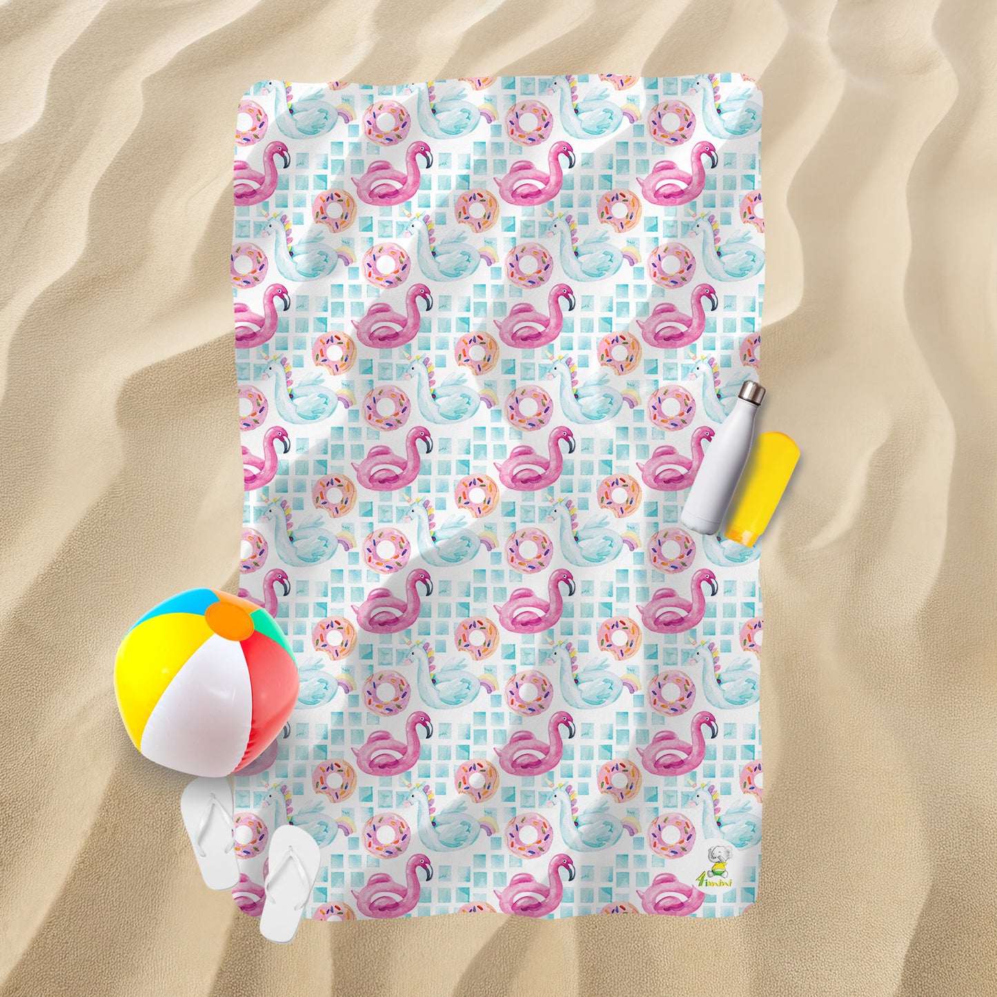 Serviette de plage - Les flotteurs flamant-licorne