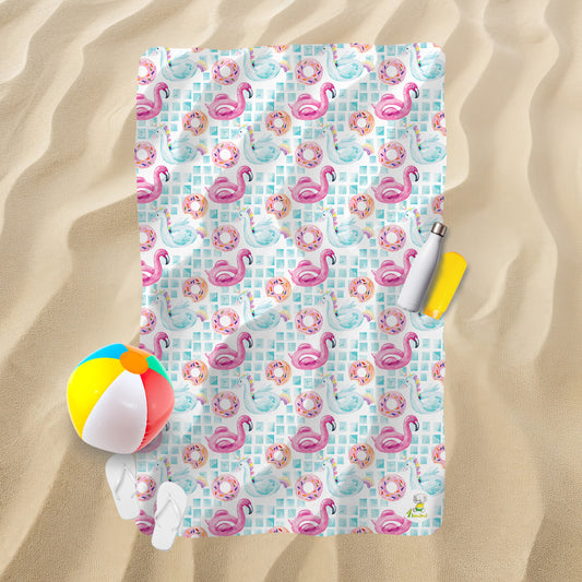 Serviette de plage - Les flotteurs flamant-licorne