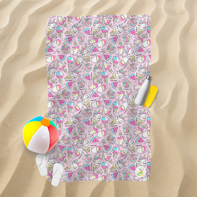 Serviette de plage - Sucette licorne