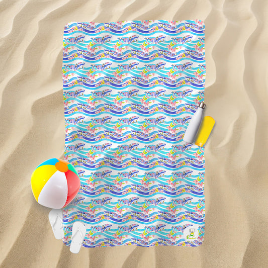 Serviette de plage - Baleine floral