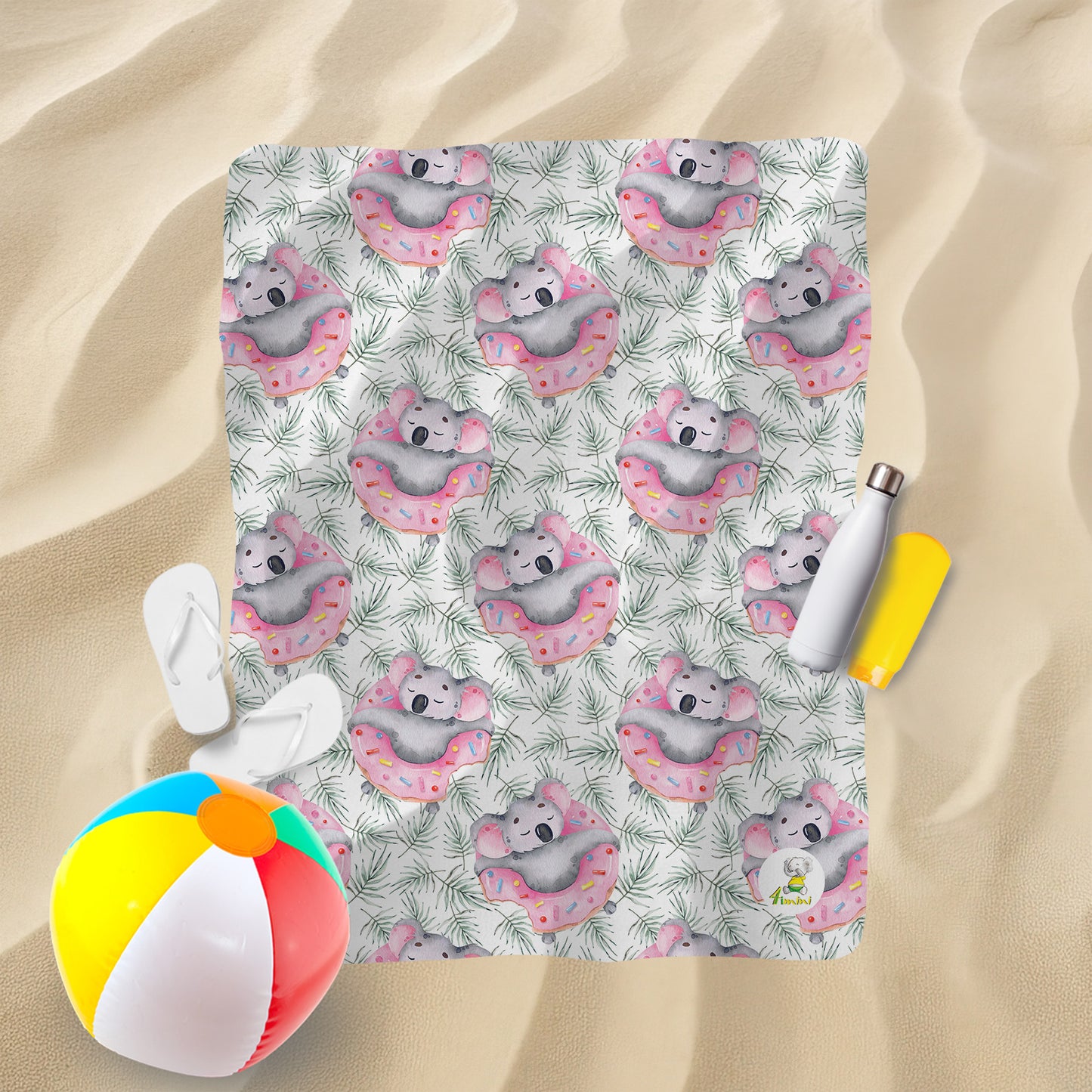 Serviette de plage - Koala sur beignes flottants