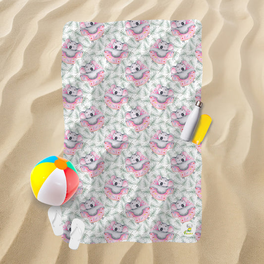 Serviette de plage - Koala sur beignes flottants