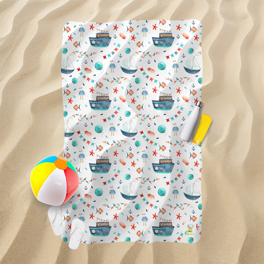 Serviette de plage - Petits bateaux aquarelle