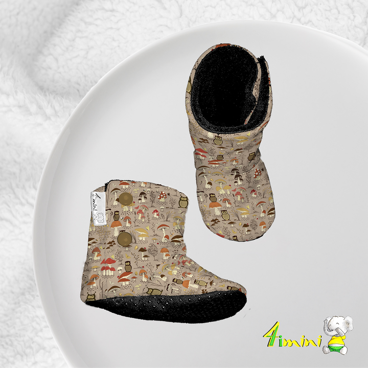 Pantoufles - Hibou et champignon