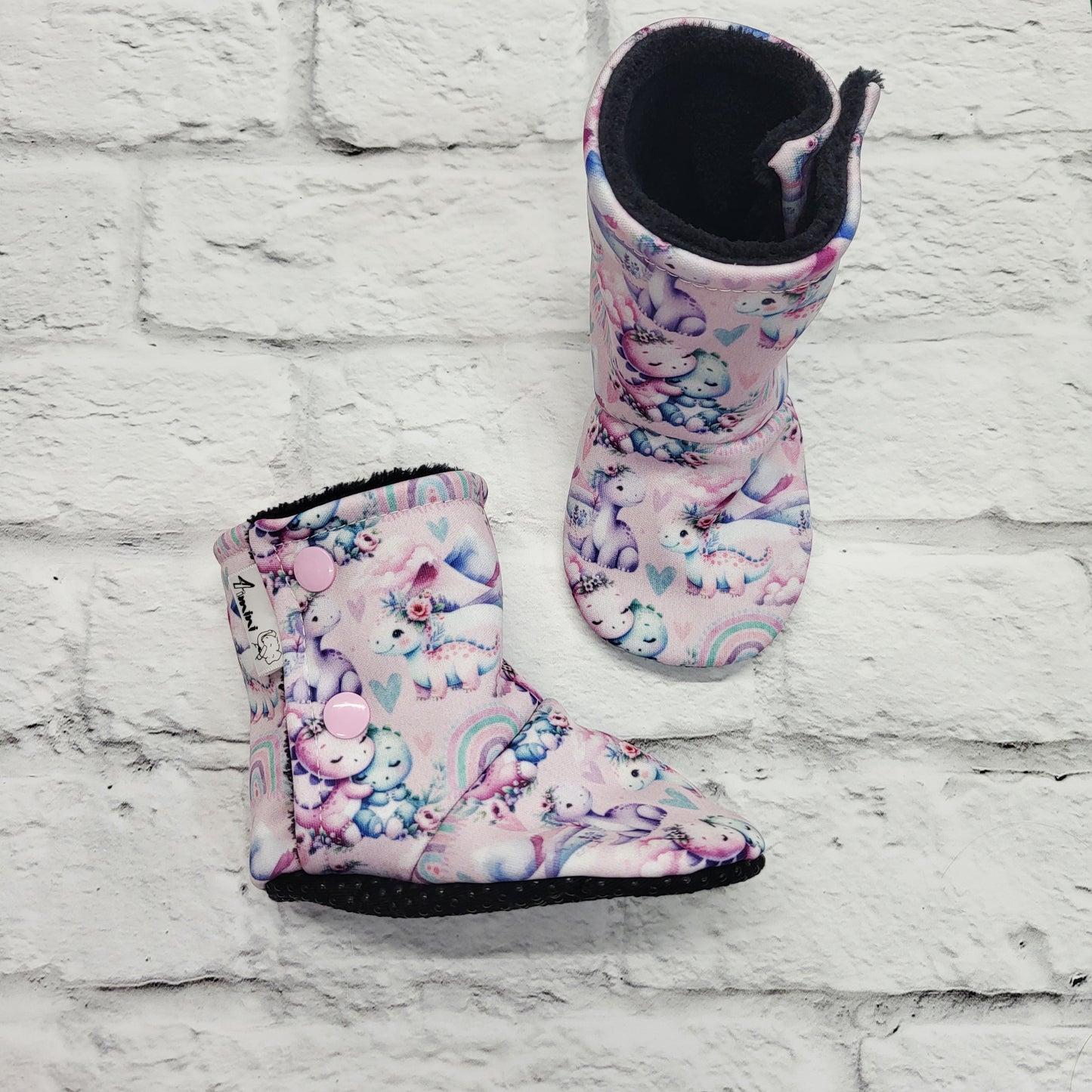 Dino floral arc-en-ciel 12-18m - Pantoufles