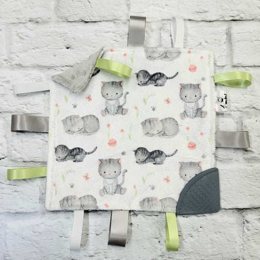 Grisou - Doudou étiquettes craquante avec coin de dentition