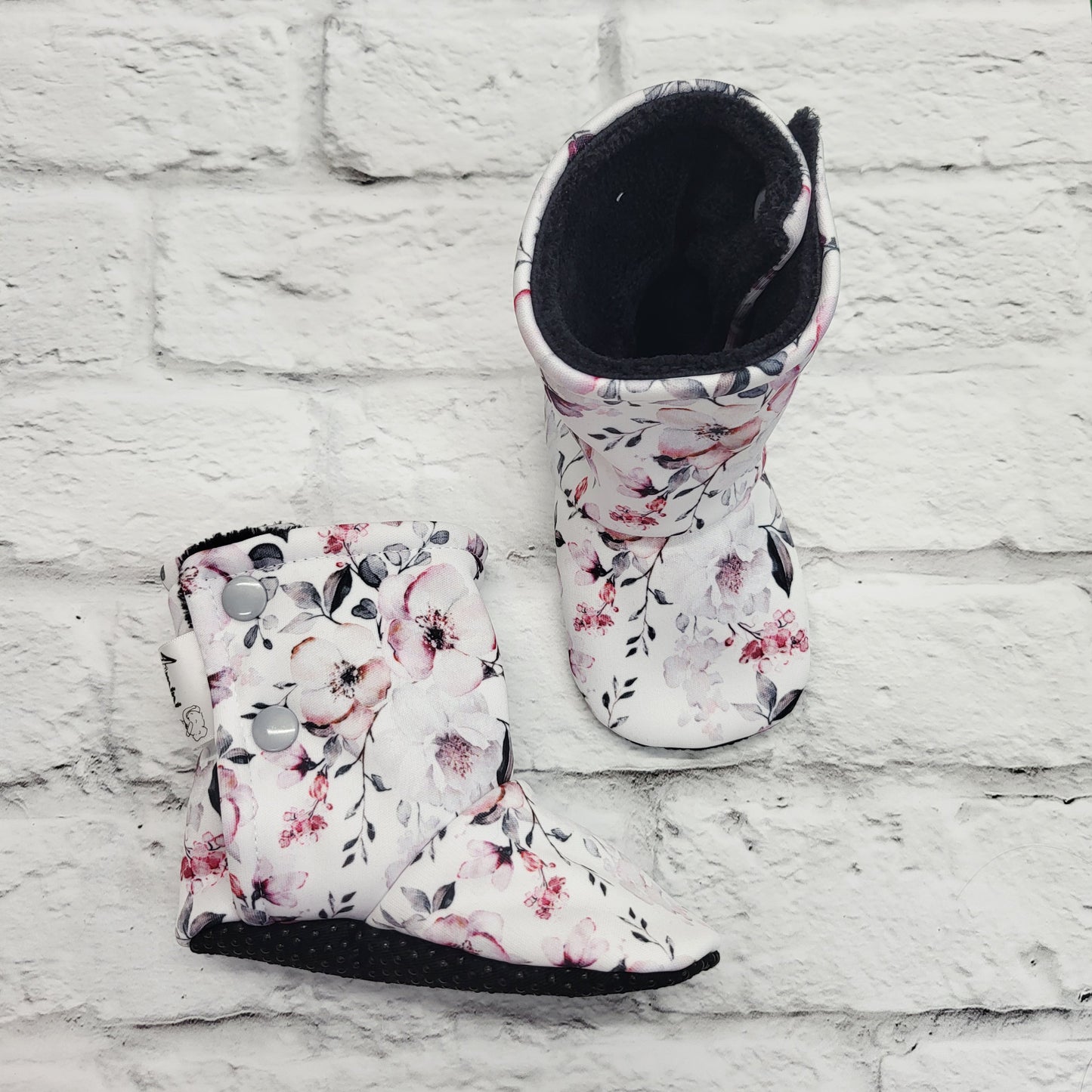 Fleurs gris rose 2 ans - Pantoufles